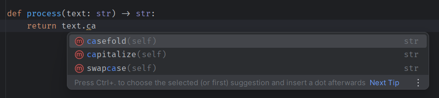 Code completion popup in Pycharm