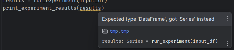 IDE warning about mismatched types when using the wrong argument type in a function